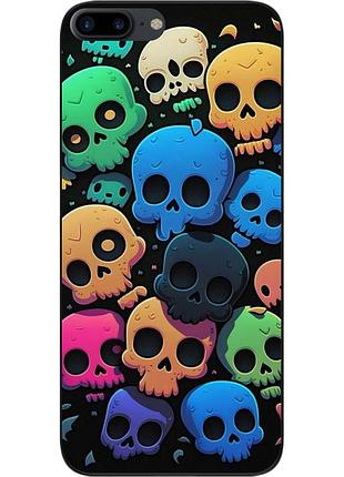 Силиконовый чехол бампер epik для iphone 7 plus с картинкой цветные черепушки