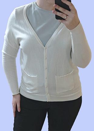 Нежный молочный кардиган s.v miss с кашемиром, шелком и шерстью (l/xl)