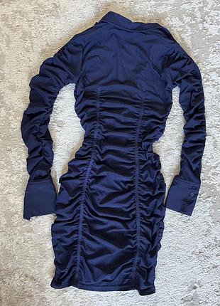 Сукня зі збірками zara синя s 6