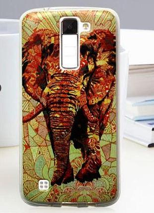 Оригинальный чехол накладка для lg k8 / k350 с картинкой красный слон