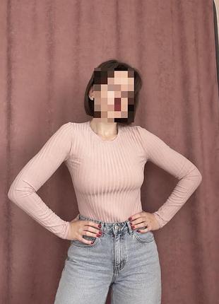 Лонгслів zara, рожевий пудровий
