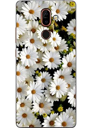 Бампер силиконовый чехол для nokia 7 plus с картинкой ромашки