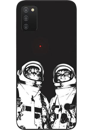 Силіконовий чохол бампер для samsung a03s galaxy a037 з картинкою космонавти коти