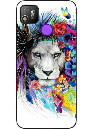 Силіконовий чохол для tecno pop 4 з картинкою лев