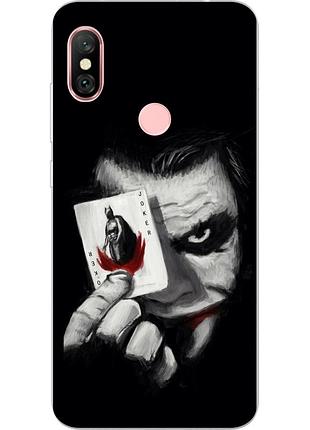 Силиконовый чехол бампер для xiaomi redmi note 6 pro с картинкой джокер с картой