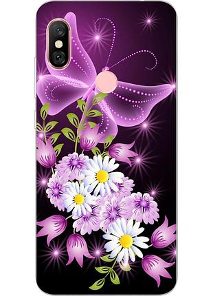 Оригинальный чехол накладка для xiaomi redmi note 6 pro с картинкой бабочка сиреневая