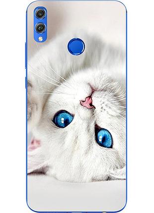 Оригінальний чохол накладка для huawei honor 8x з картинкою білий котик