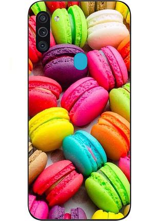 Силиконовый чехол бампер для samsung m11 galaxy m115f с картинкой макаруны