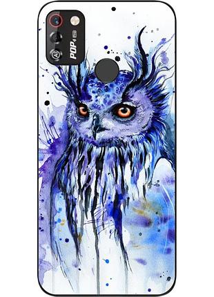 Силиконовый чехол для tecno pop 4 pro с картинкой сова акварель