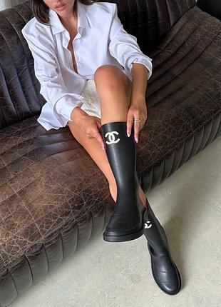 Резинові чоботи chanel knee high rain boot
