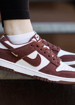 Жіночі кросівки nike sb dunk low бордові стильні кеди з натуральної шкіри і замші для ходьби на весну літо найк сб данк лоу