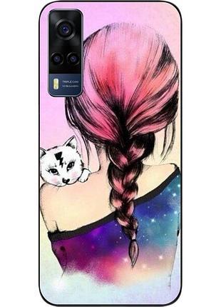 Силіконовий чохол epik для vivo y53s з картинкою дівчина з кошеням