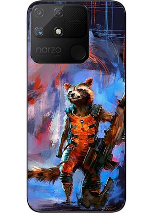 Бампер силиконовый чехол epik для realme narzo 50a с картинкой енот ракета