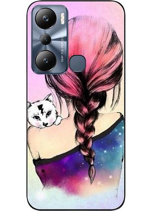 Силиконовый чехол epik для infinix hot 20i с картинкой девушка с котенком