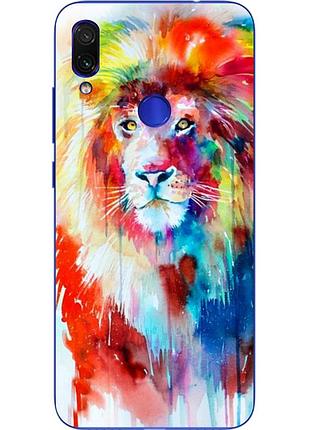 Бампер силиконовый чехол для xiaomi redmi note 7 с картинкой лев красками