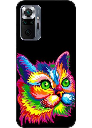 Силіконовий чохол для xiaomi redmi note 10 pro з картинкою яскравий кіт