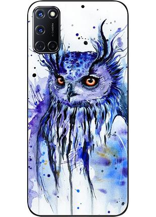 Силиконовый чехол для oppo a52 с картинкой сова акварель