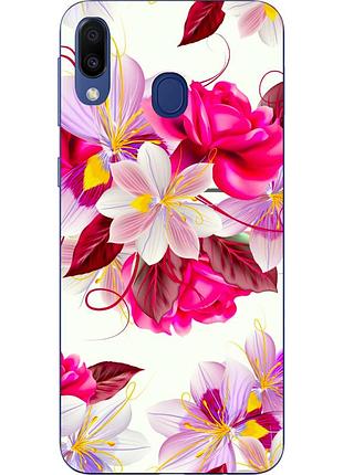 Бампер силиконовый чехол для samsung galaxy a20 2019 a205f с картинкой яркие цветы