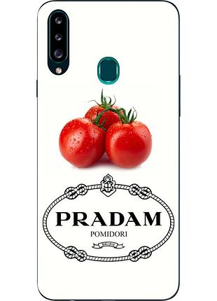 Антибрендовый силиконовый чехол для samsung a20s galaxy a207f с картинкой pradam pomidori