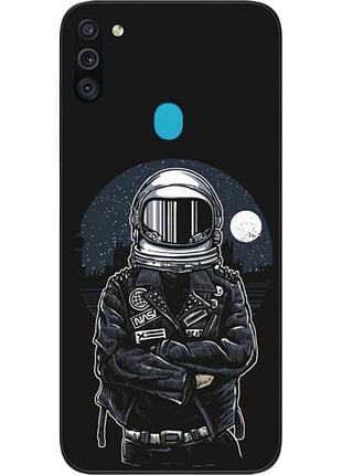 Силиконовый чехол бампер для samsung a11 galaxy a115f с картинкой космонавт и луна