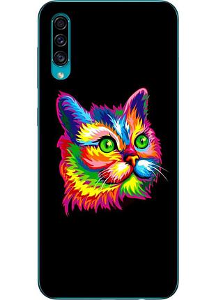 Силиконовый чехол с рисунком для samsung a30s galaxy a307f яркий кот