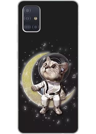 Силіконовий чохол з малюнком для samsung a51 2020 galaxy a515 котик на місяці