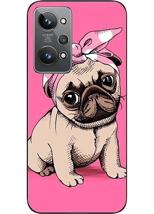Силиконовый чехол epik для realme gt2 с картинкой мопс