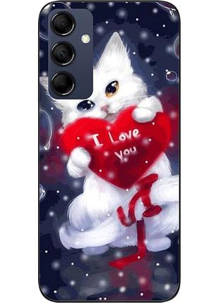 Силіконовий чохол для samsung galaxy m14 5g з картинкою котик із серцем