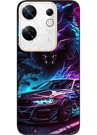 Силиконовый чехол бампер epik для infinix zero 30 4g с картинкой машина и волк