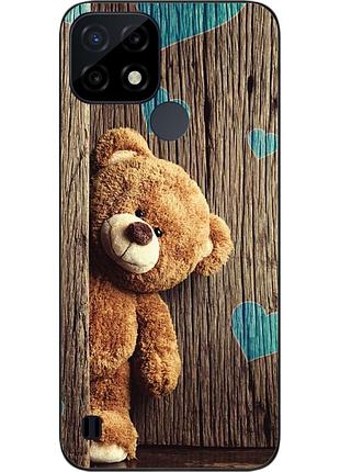 Бампер силиконовый чехол epik для realme c21 с картинкой мишка