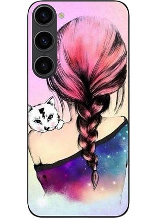 Силіконовий чохол epik для samsung galaxy s23 з картинкою дівчина з кошеням