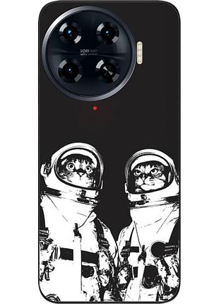 Силиконовый чехол бампер epik для tecno spark 20 pro plus (kj7) с картинкой космонавты коты