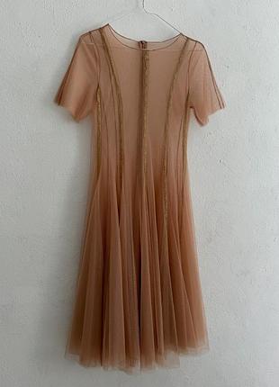Неймовірно красива персикова сукня із фатіну з вставками мережива dati retro styling, крій вау, багато тканини, йде прозорою