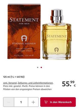 Чоловіча туалетна вода etienne aigner statement 125 ml оригінал 6