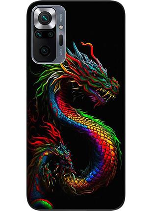 Силіконовий чохол бампер epik для xiaomi redmi note 10 pro з картинкою різнобарвний дракон
