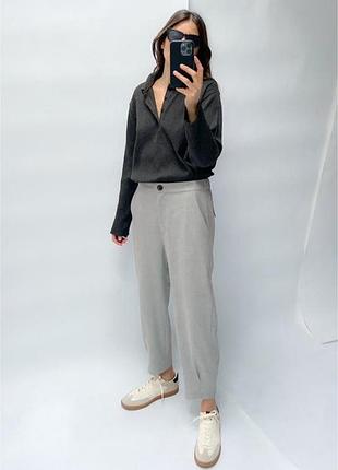 Брюки жіночі zara сірі стильні брюки с