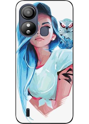 Силіконовий чохол epik для zte blade l220 з картинкою дівчина із совою