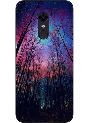 Силіконовий чохол бампер для xiaomi redmi 5 plus з картинкою ліс космічне небо