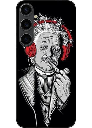 Чехол силиконовый epik для samsung galaxy s24 fe с картинкой эйнштейн в наушниках