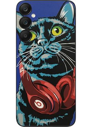 Силиконовый чехол epik для samsung m35 5g galaxy m356b с картинкой кот с наушниками