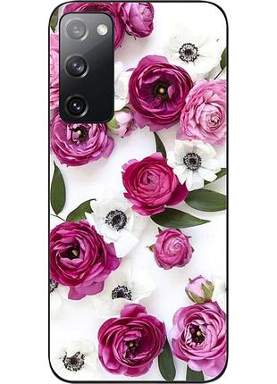Силіконовий чохол бампер epik для samsung galaxy s20 fe з картинкою квіти