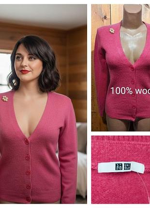 Отличный теплый 100% шерстяной кардиган уникального бренда из японии uniqlo