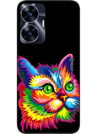 Силиконовый чехол epik для realme c55 с картинкой яркий кот