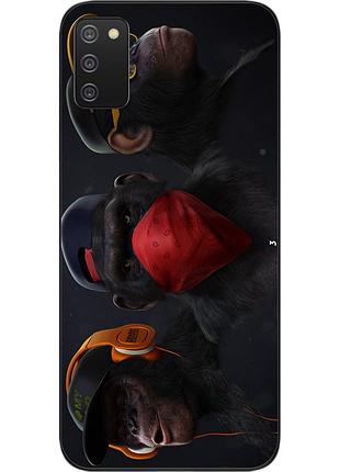 Бампер силиконовый чехол для samsung a02s galaxy a025f с картинкой три обезьяны
