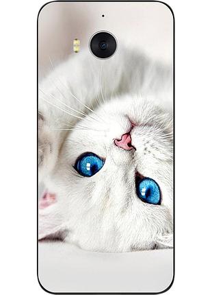 Чехол силиконовый для huawei y5 2017 с картинкой белый котик