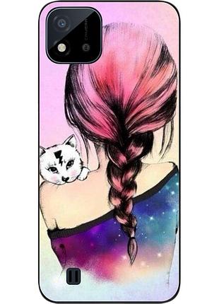 Силіконовий чохол epik для realme c11 2021 з картинкою дівчина з кошеням