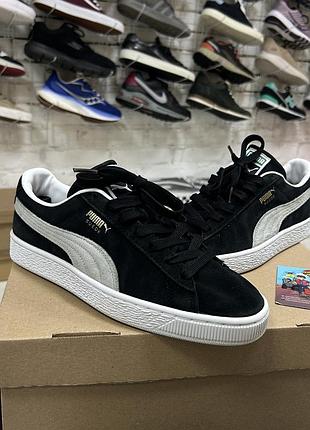 Жіночі кеди puma suede класичні замшеві оригінал чорно-білі повсякденні шкіряні на осінь весну преміальні бу 39-40 р стильні пума трендові