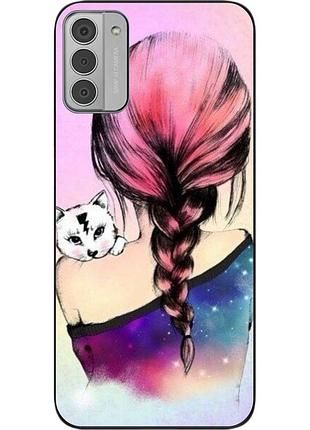 Силіконовий чохол epik для nokia g42 з картинкою дівчина з кошеням