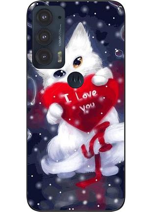 Силиконовый чехол epik для motorola edge 20 с картинкой котик с сердцем