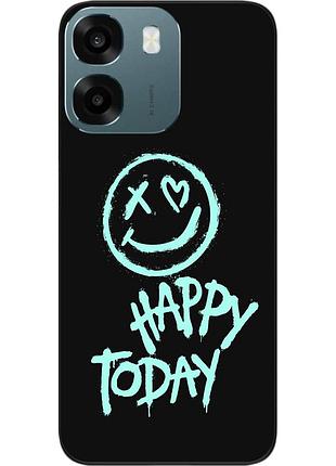 Чехол силиконовый epik для oppo a6 с изображением с надписью happy today